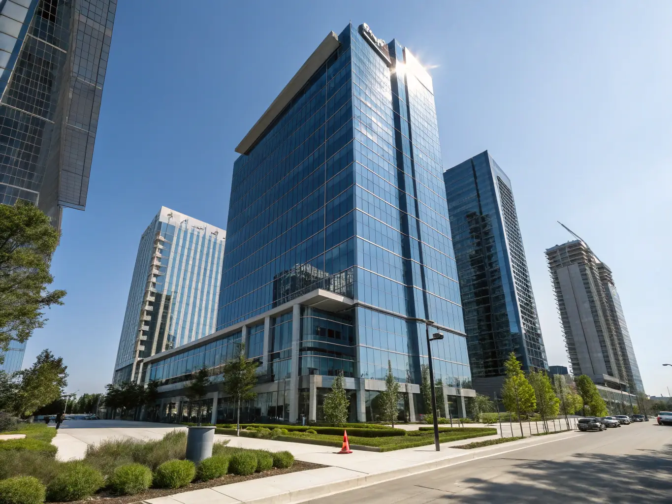 A photograph of a modern office building in Sydney, Australia, representing the Australian Real Estate Fund investment project. The image should convey stability and growth.